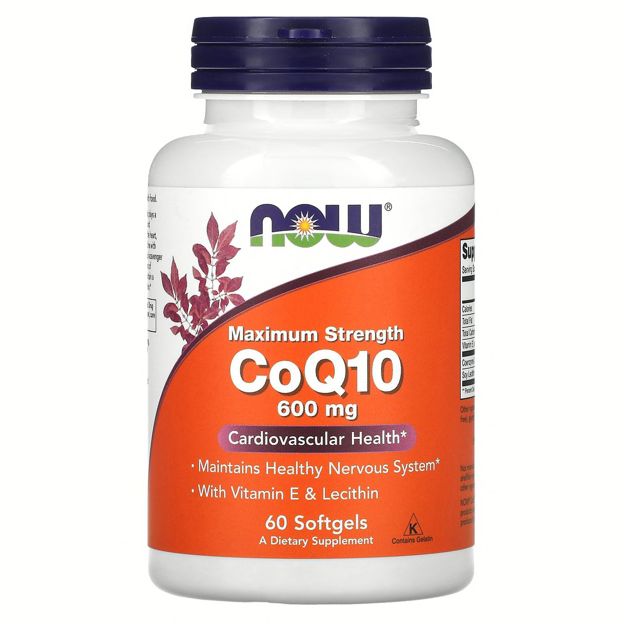 Коэнзим Q10 с витамином E и лецитином, максимальное действие, Now Foods, 600 мг, 60 капсул - фото 1 - id-p1880213799