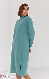 Теплое платье для беременных и кормящих из трикотажа "Maisie Warm" размер XL Юла Мама Бирюзовый