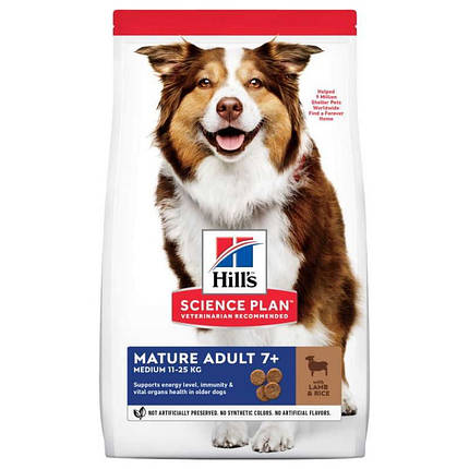 Hill's SP Adult 7+ Medium with Lamb & Rice Сухий корм для собак середніх порід старше 7 років з ягням 14кг, фото 1