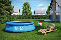 Сімейний надувний басейн intex 305х76см з фільтр-насосом, вуличний басейн для дачі, об'єм 3850 л, Блакитний