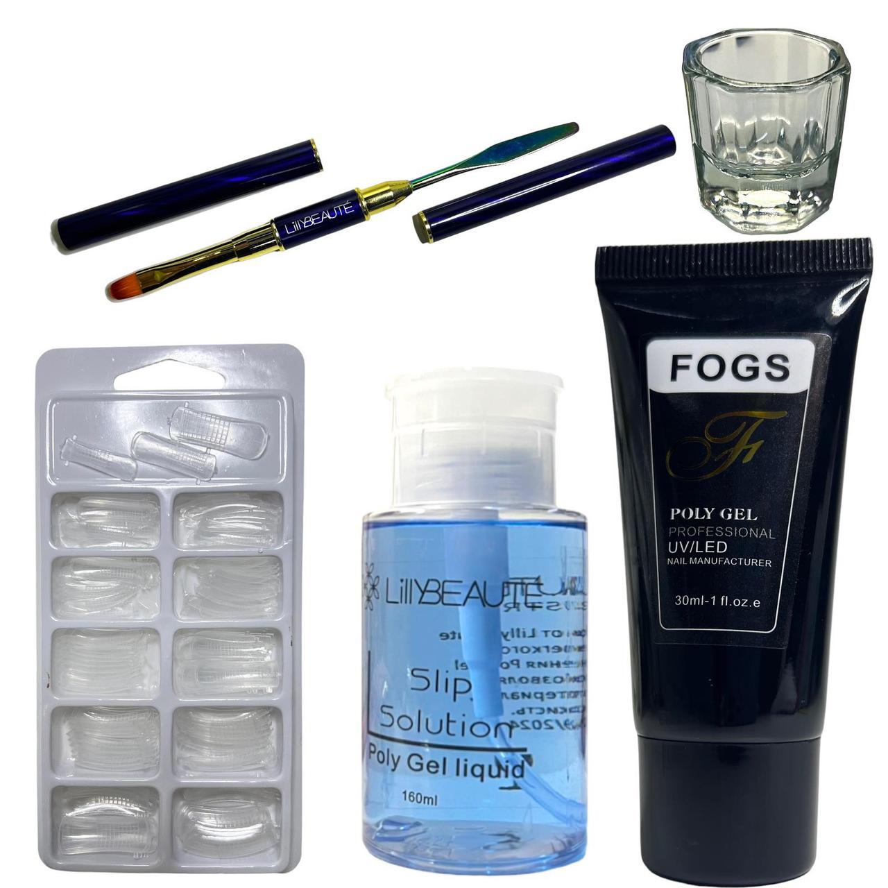 Набір для нарощування нігтів полігелем FOGS з тіпсами