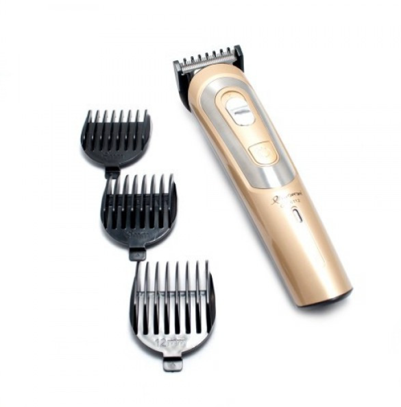 Машинка для стрижки волосся бездротова GEMEI GM-6112 акумуляторна золота, фото 1