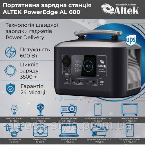 Портативна зарядна станція Altek AL600 PowerEdge