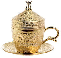 Турецкая чашка Демитас Acar с блюдцем 110 мл. Тюльпан Золото