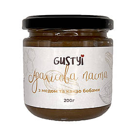 Арахісова паста, з медом та какао бобами, ТМ Gustyi, 200г