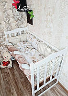Комплект у ліжечко для новонароджених "Elegance Звірятка/горошок" бежевий