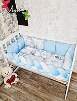 Комплект в кроватку для новорожденных "Elegance Зверьки в облаках" голубой