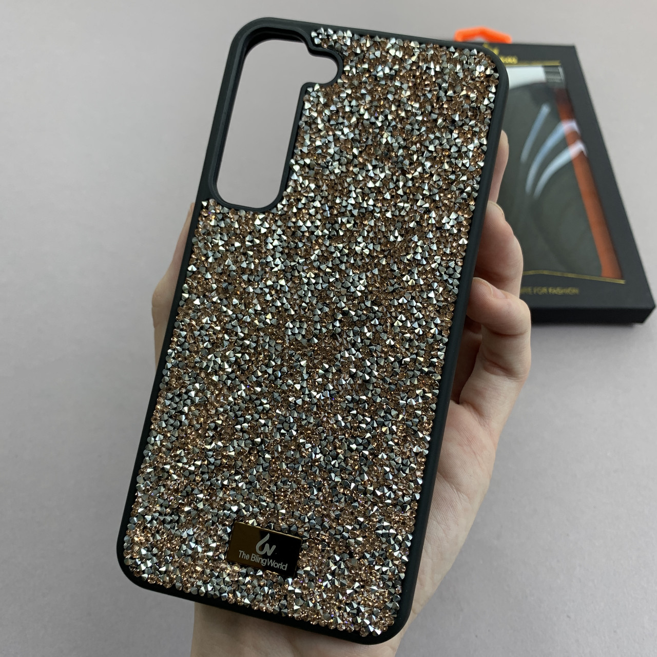 Чохол для Samsung Galaxy S23 Plus блискучий з камінням чохол на телефон самсунг с23 плюс рожеве золото s2q