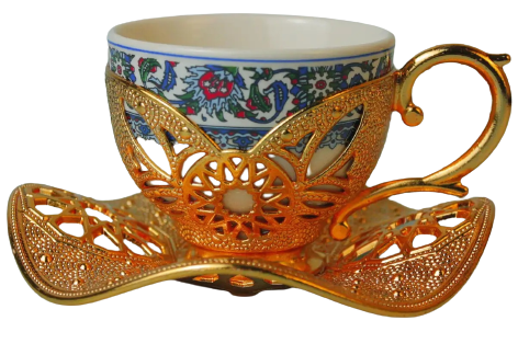 Турецкая чашка 90 мл Acar для подачи кофе Демитас Золото керамика