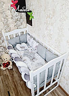 Комплект в кроватку для новорожденных "Elegance Зверьки в облаках" серый