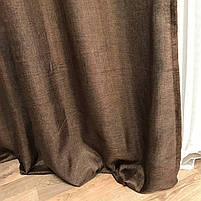 Однотонні штори на люверсах з льону в спальню Темно-шоколадні в спальню, фото 10