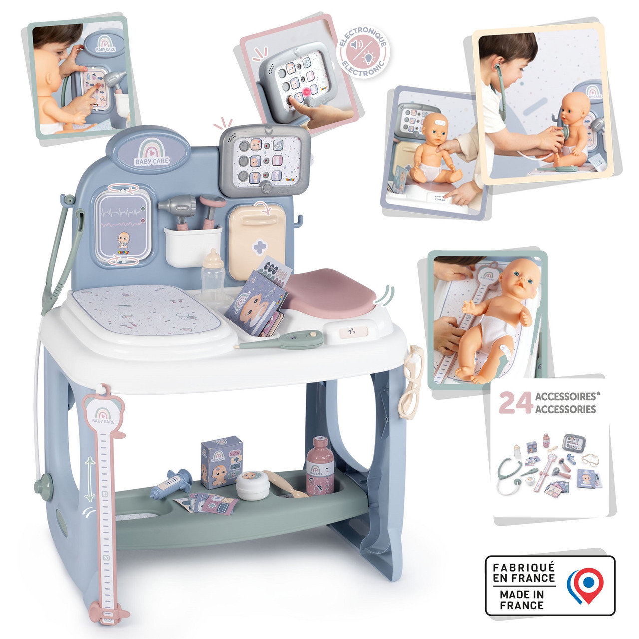 Ігровий центр Smoby Toys Догляд за лялькою зі звуковими та світловими ефектами з аксесуарами (240305)