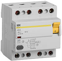 УЗО (устройство защитного откл., выключатель диференциальный) ВД1-63 4Р 40А 30мА IEK