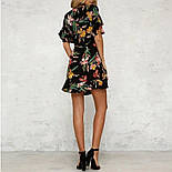 Коротке квіткове плаття з короткими рукавами та розкльошеною спідницею (р. 42-46) 10035335, фото 3