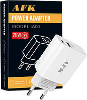 Зарядное устройство AFK A01 20 W USB C 2-портовый USB Fast Charger PD 3.0