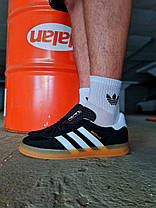 Чоловічі кросівки Adidas Gazelle Indoor Black White Gum Premium Адідас Газель чорні замш В'єтнам, фото 6