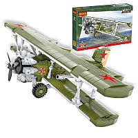 Конструктор Cogo World military Военный самолет 7902 винтовой истребитель блочный 533 дет. игрушка War Fighter