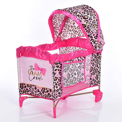 Ліжечко манеж для ляльок FiVEoNiNE T762032 Рожеве, фото 1
