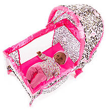 Ліжечко манеж для ляльок FiVEoNiNE T762032 Рожеве, фото 3