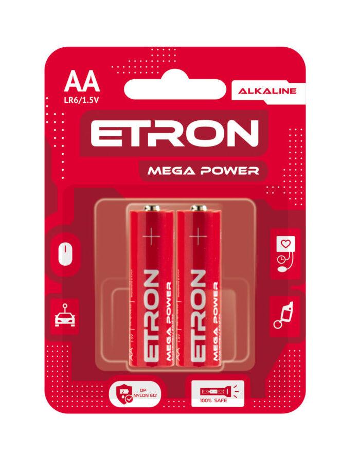 Батарейки ETRON Mega Power AA (LR6) 2 шт.