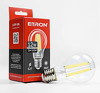 Светодиодная филаментная лампа ETRON Filament 12W A60 E27 4200K прозрачная