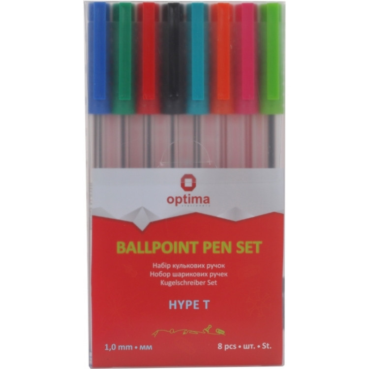 Набір кольорових кулькових ручек "HYPE" 8 шт. O15737, фото 1