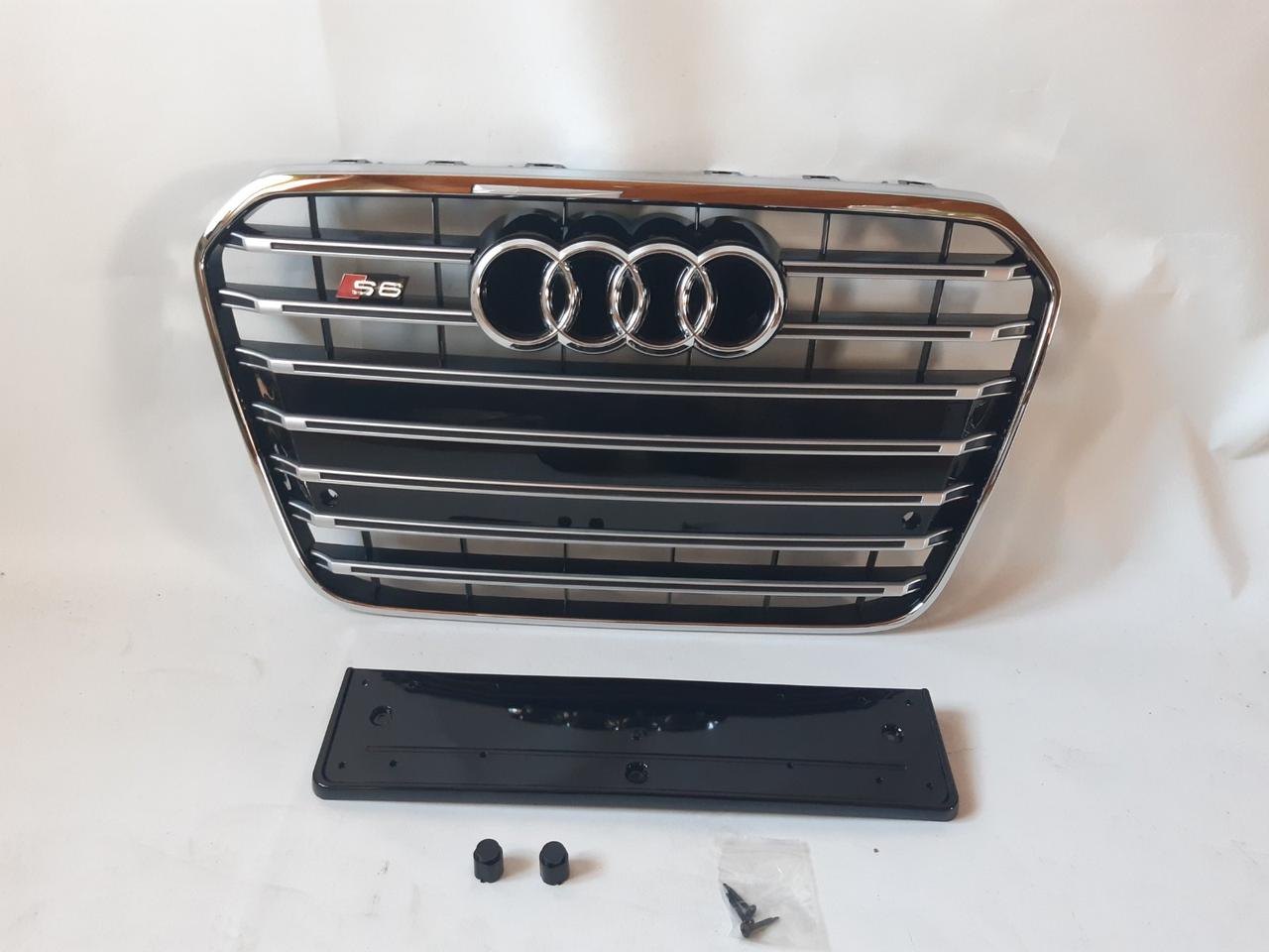 Решітка радіатора Audi A6 C7 2011-2014 стиль S6 (Black/Chrome)