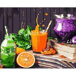 Картина за номерами Strateg ПРЕМІУМ Сок та лимонад з лаком розміром 40х50 см (GS779) PL-00038924