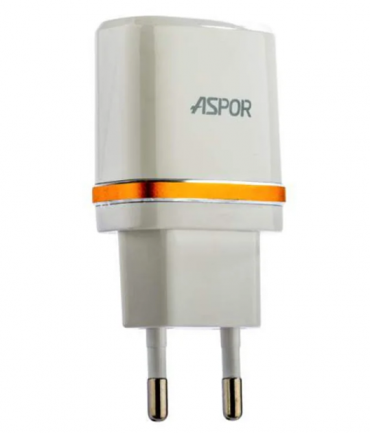 Мережевий зарядний пристрій Aspor A828 Econom пак (2USB/2.4A) + USB кабель Type-C- білий