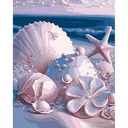 Картина за номерами Strateg ПРЕМІУМ Пастельні мушлі з лаком розміром 40х50 см (GS1063) PL-00039208