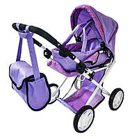 Коляска для кукол с сумкой Carrello Unica 9346 PURPLE Фиолетовая