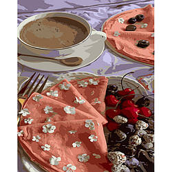 Картина за номерами Strateg ПРЕМІУМ Млинці з фруктами з лаком розміром 40х50 см (GS1265) PL-00039409