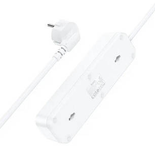 Подовжувач мережевий 1.8 метра 3 розетки + 3USB + QC HOCO NS2 3-position extension White N, фото 3