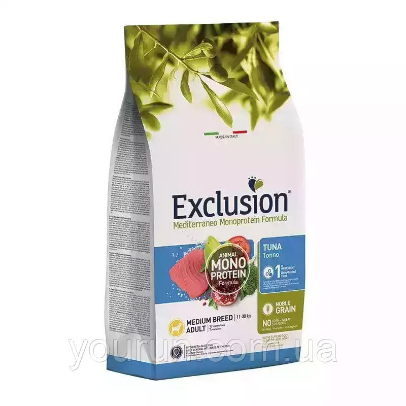 Exclusion Adult Tuna Medium Breed-Монопротеїновий корм для дорослих собак середніх порід з тунцем 12 кг