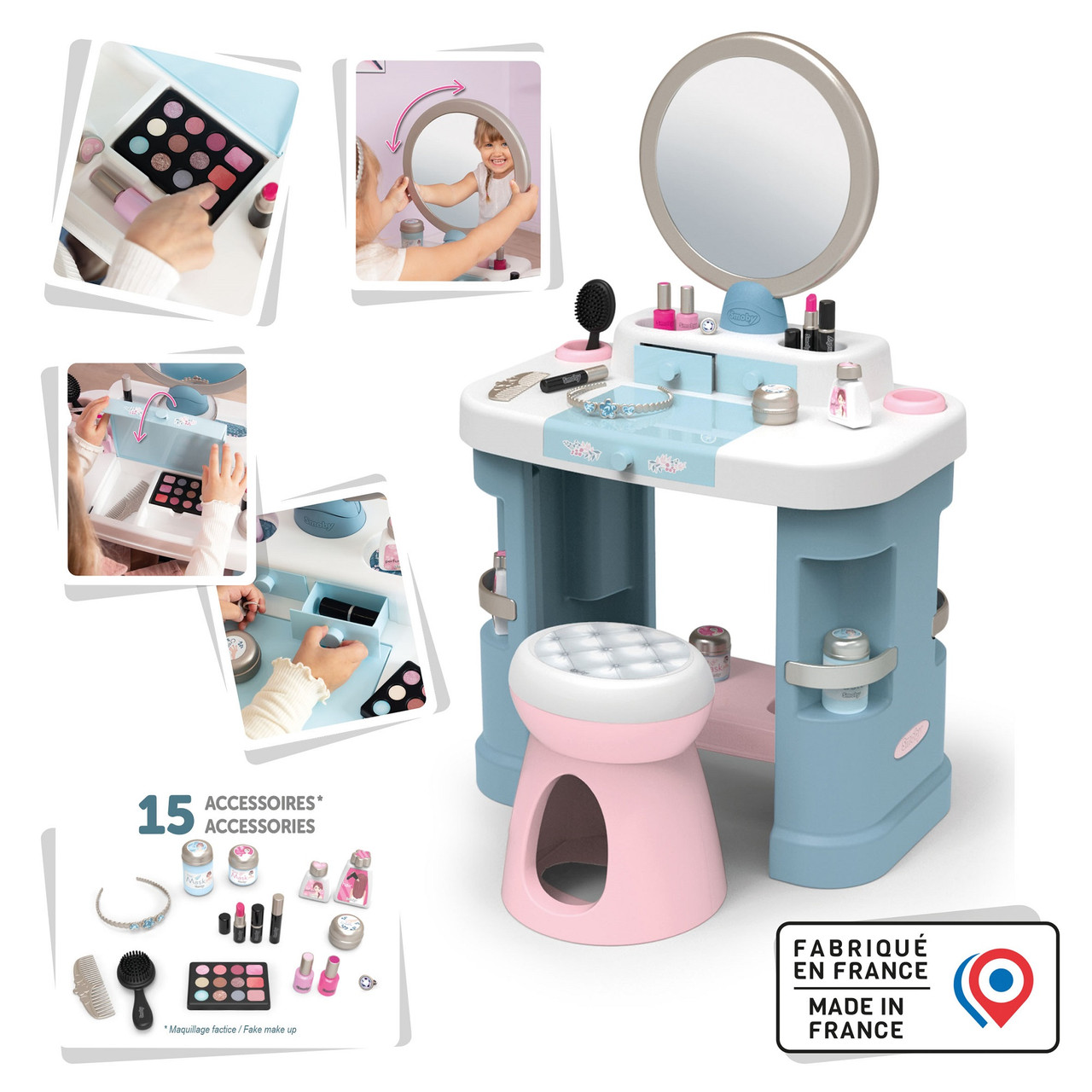 Ігровий набір Smoby Toys Б'юті столик з набором косметики 15 аксесуарів (320249)