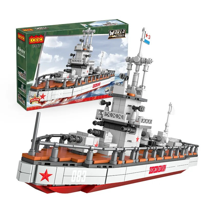Конструктор Cogo World military Есмінець 7907, радянський корабель, військовий крейсер, 760 дет., іграшка, Akov Battleship