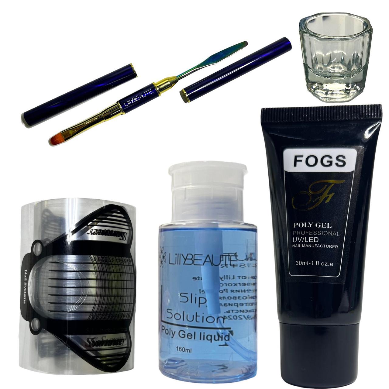 Стартовий набір для нарощування нігтів полігелем FOGS з формами