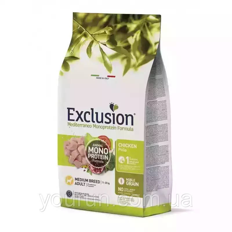 Exclusion Adult Chicken Medium Breed-Монопротеїновий корм для дорослих собак середніх порід з куркою 12 кг