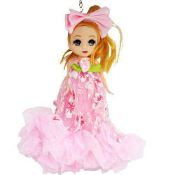 Лялька-брелок з бантом "Рожевий", рожева