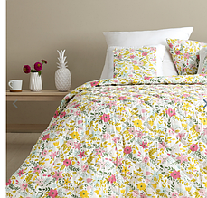 Квіткове покривало 210х240 двостороннє стьобане, покривала та пледи великих розмірів М'ята