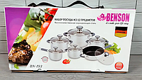Индукционный Набор посуды Benson BN-193 , 4 кастрюли с крышками, сковорода, сотейник