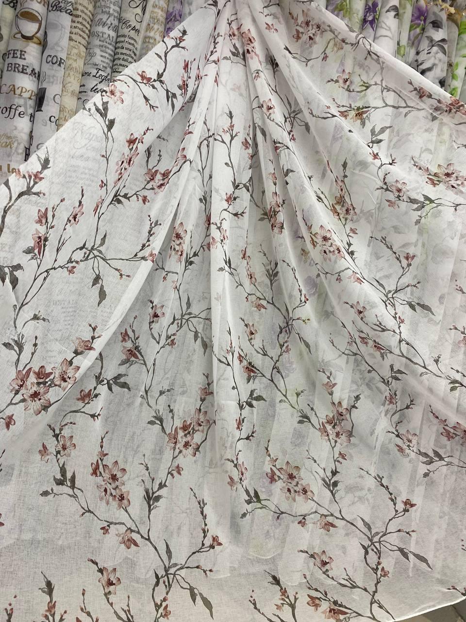 Тюль батист Сакура - розова