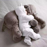 Большая мягкая плюшевая игрушка обнимашка Слон с Икеа серый 60 см