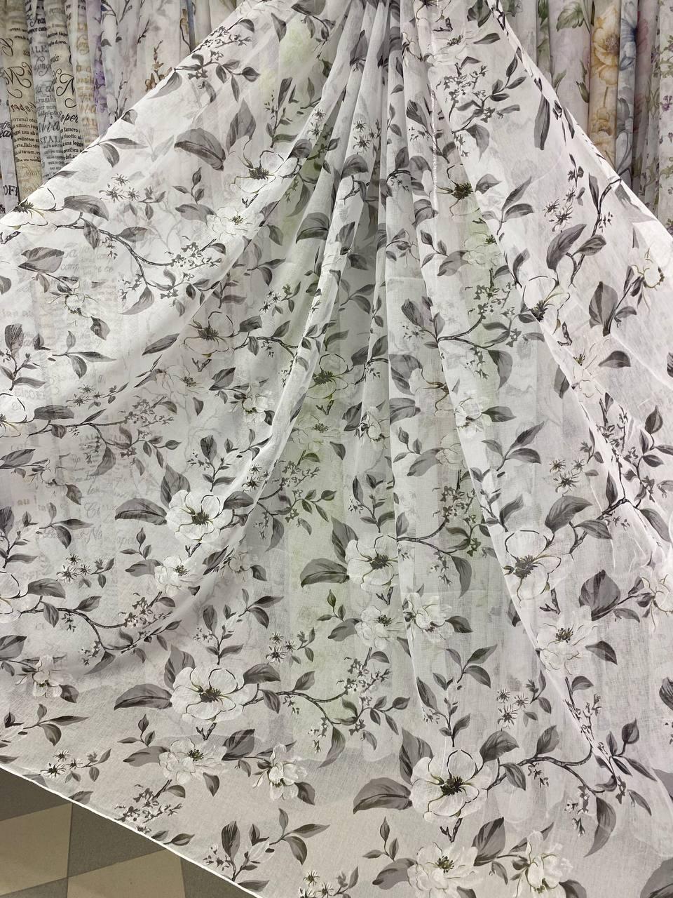 Тюль батист Піон - темно сірий