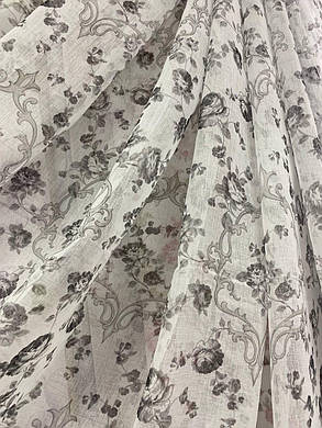 Тюль батист кущова троянда - сірий, фото 1