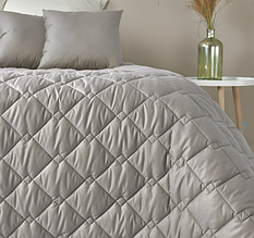 Сіре покривало євро розміру 210х240 двостороннє стьобане, покривала та пледи великих розмірів Сірий