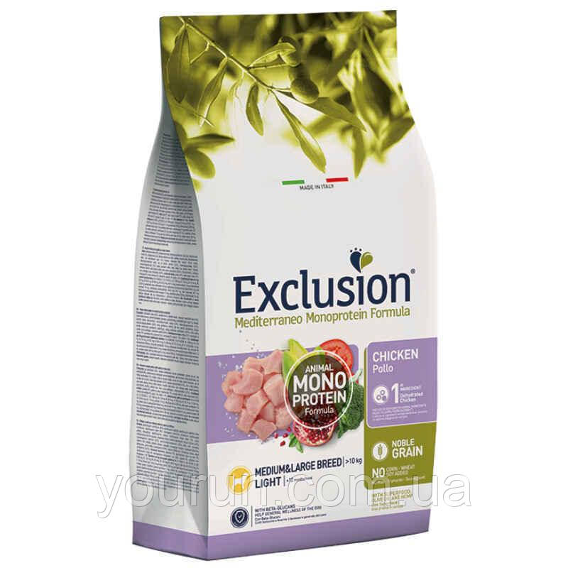 Exclusion Light Chicken Medium Breed-Монопротеїновий корм для собак з надмірною вагою/стерилізованих 12 кг