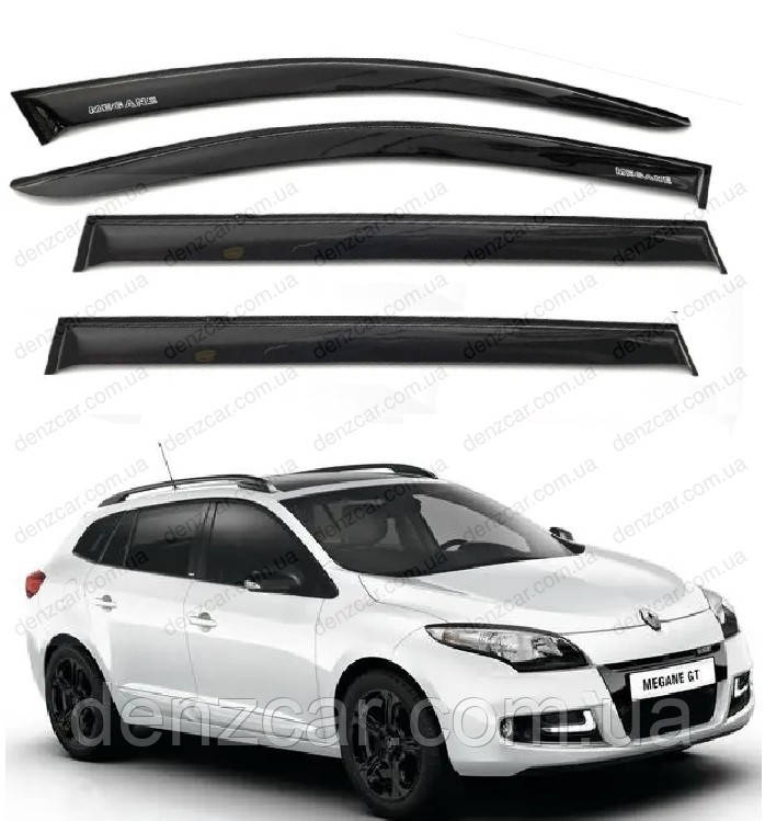 Дефлектори вікон Renault Megane III Wagon 2008-2014\Вітровики Рено Меган 3 універсал