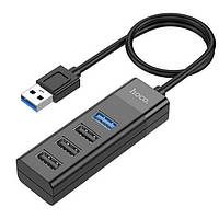 USB HUB розгалужувач HOCO USB Easy mix HB25 USB3.0 3USB2.0 Black S