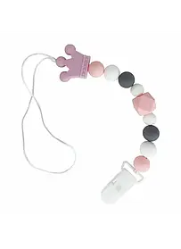 Тримач силіконовий для пустушок, ніблеру, прорізувача "Корона" MEGAZayka Рожевий